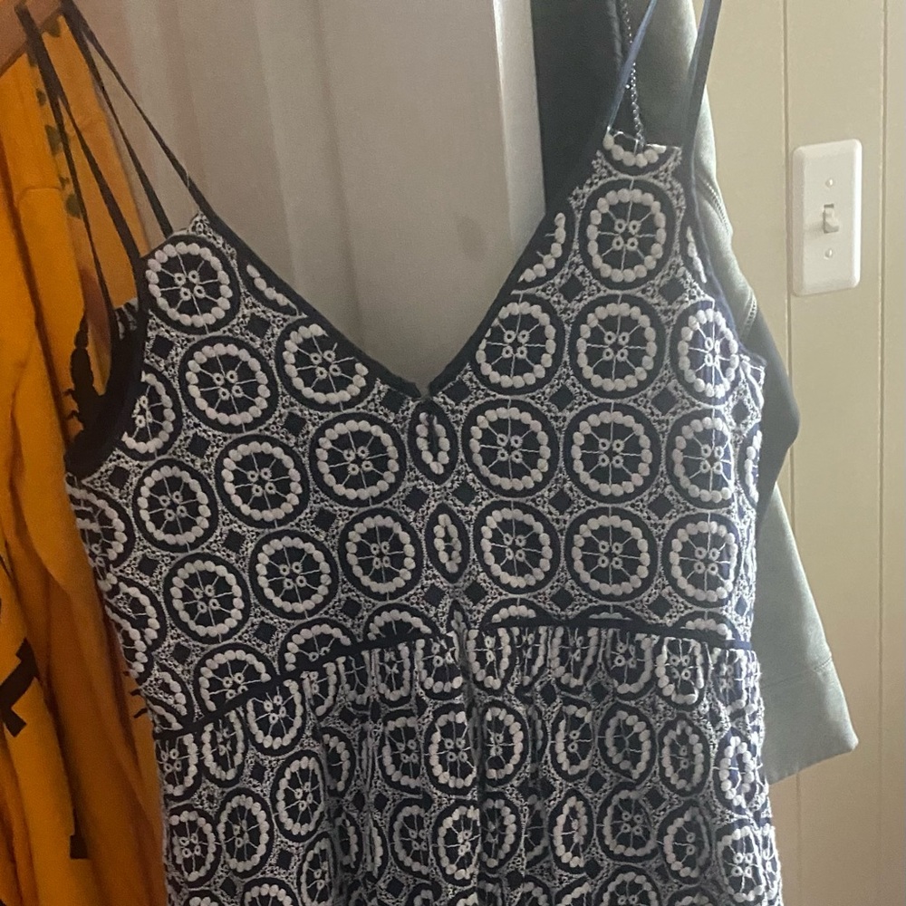 J Crew Double Strap Midi Dress in Eyelet Navy Size 6